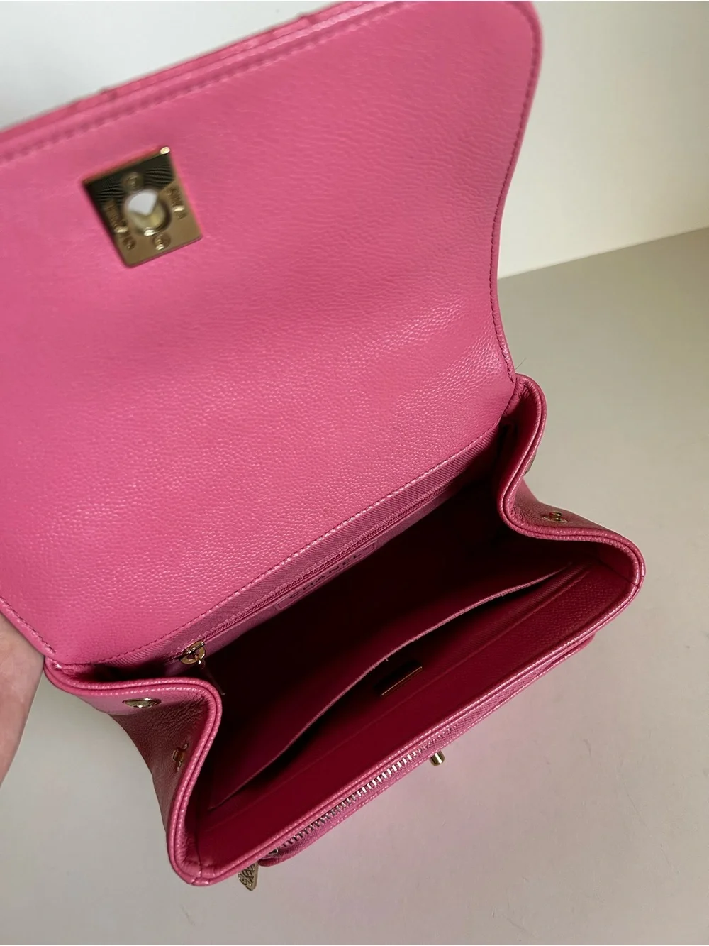 CHANEL Pink Quilted Top-Handle Crossbody Bag with Chain